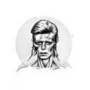 one line david bowie face with thunder tattoo design idea