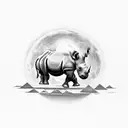 Rhino with Moon tattoo design idea