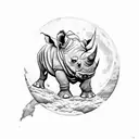 Rhino with Moon tattoo design idea
