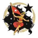 Cambodian flag with dancer stars and moon   tattoo design idea