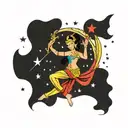 Cambodian flag with dancer stars and moon   tattoo design idea