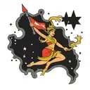 Cambodian flag with dancer stars and moon   tattoo design idea