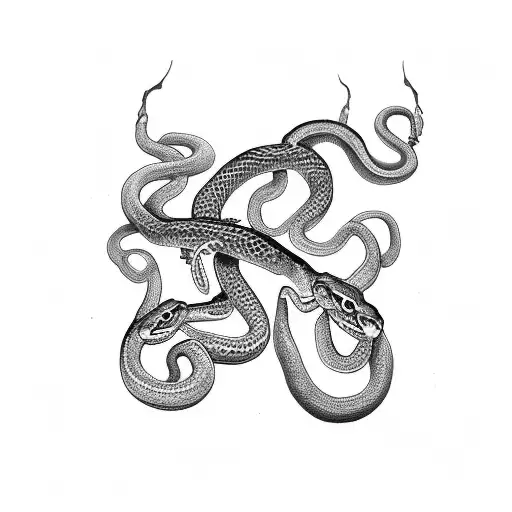 3 snakes together with one big snake eye tattoo design idea