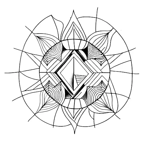 a picasso inspired tattoo with lines and no solid shapes. abstract outline triangle, nature, knowledge, dots tattoo design idea