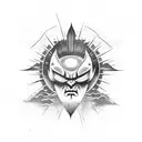 black sun with angry face tattoo design idea