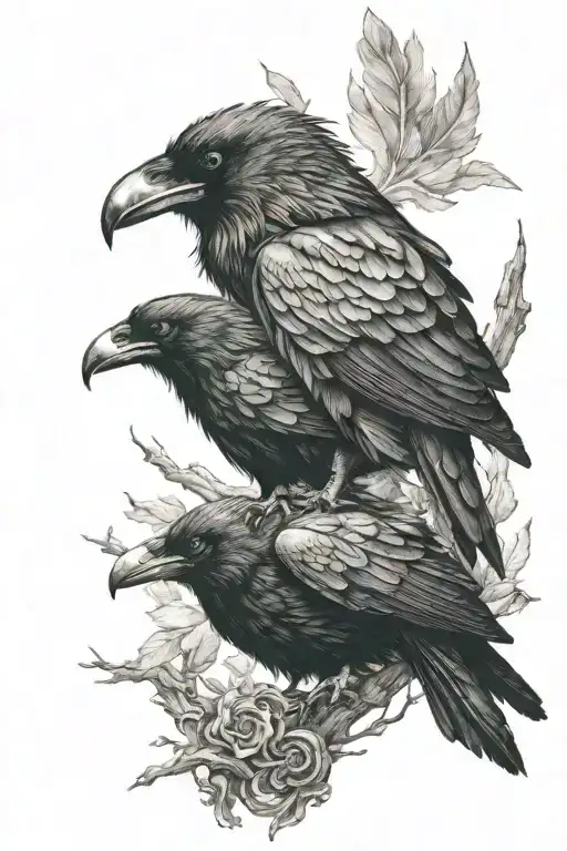 odin's ravens Huginn and Muninn tattoo design idea