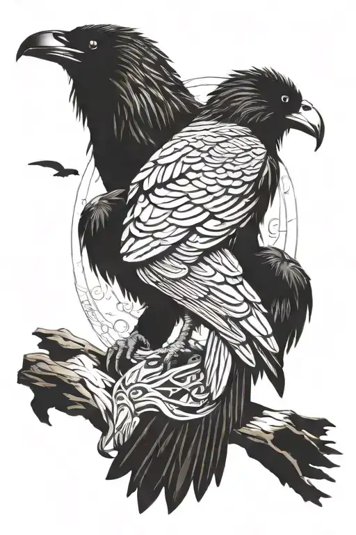 odin's ravens Huginn and Muninn tattoo design idea