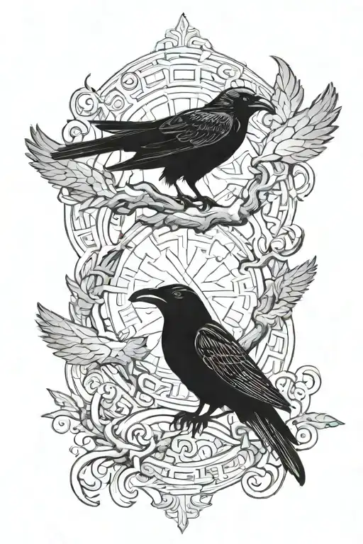 odin's ravens Huginn and Muninn tattoo design idea