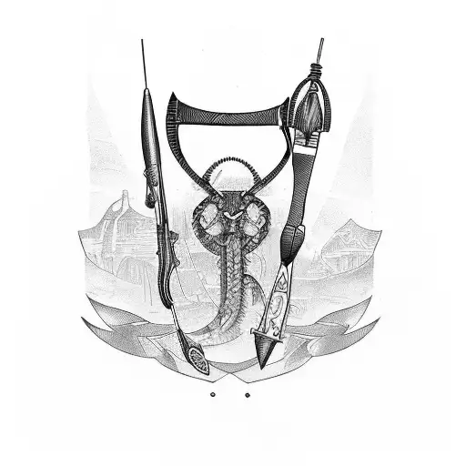 Crossbow with the inscription "2003" on it tattoo design idea