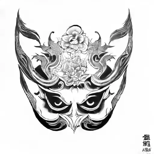 a taiwanese mask tattoo design idea