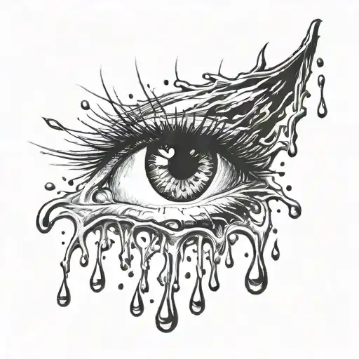 black tears drop falling tattoo design idea