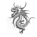 Dragon with shadows tattoo design idea