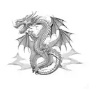 Dragon with shadows tattoo design idea