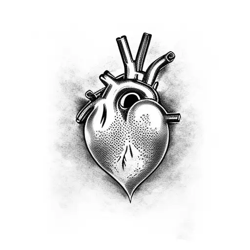 anatomical heart flames phoenix  tattoo design idea