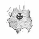 Israel map tattoo design idea