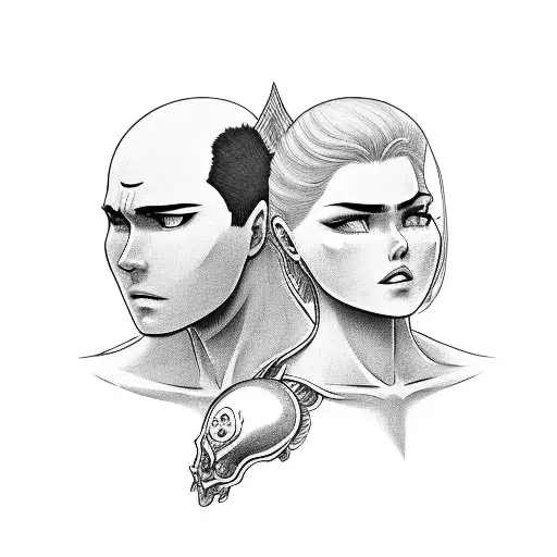 guts and Griffith on card deck like king  tattoo design idea