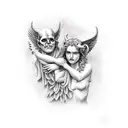 gemini devil and angel  tattoo design idea