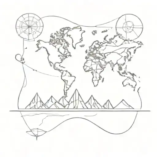 geography inspired design combining elements tattoo design idea