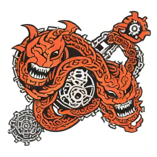 bike chain transforming tattoo design idea