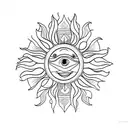 Symmetric Sun tattoo with small detalis tattoo design idea