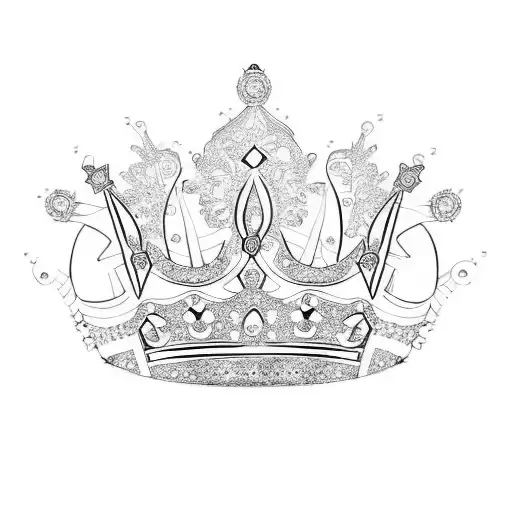 Queen's diamond Crown line drawing tattoo design idea