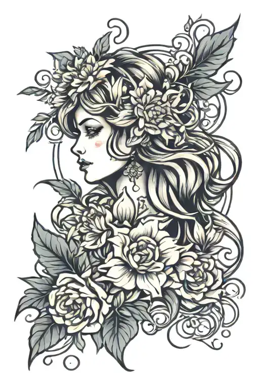 flowers virgo tattoo design idea