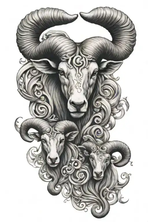 Aries and aquarius zodiac sign tattoo design idea