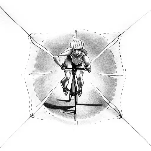 A detailed close-up of a cyclist's legs pedaling on a bike chain tattoo design idea
