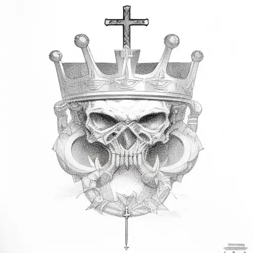 cross and crown tattoo design idea