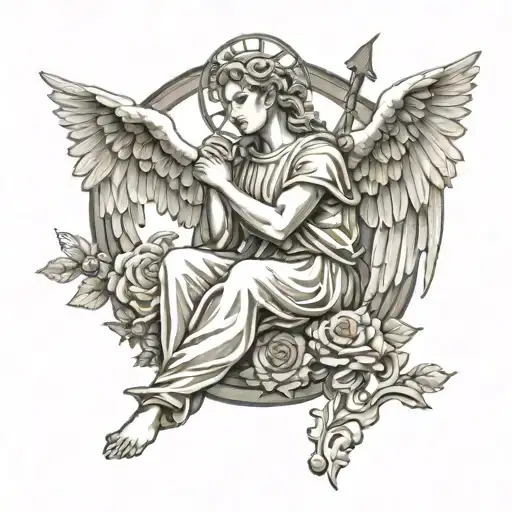 667 italian guardian angel watching tattoo design idea