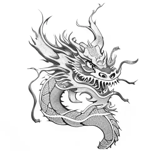 chinese dragon wrapped around arm with sleeve  tattoo design idea