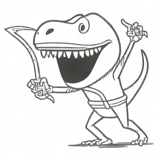 a trex dressed like a ninja tattoo design idea