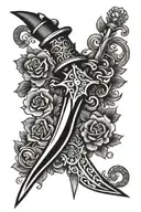 traditional dagger tattoo design idea