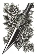 traditional dagger tattoo design idea