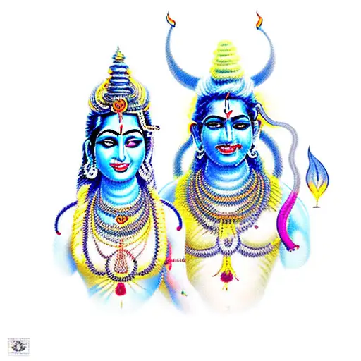 shiva and kali  tattoo design idea