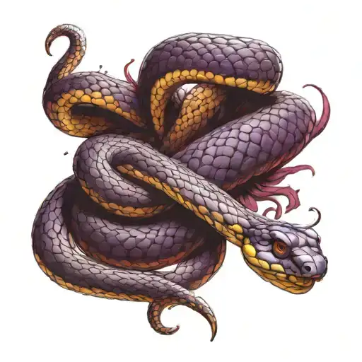 deep purple, snake tattoo design idea