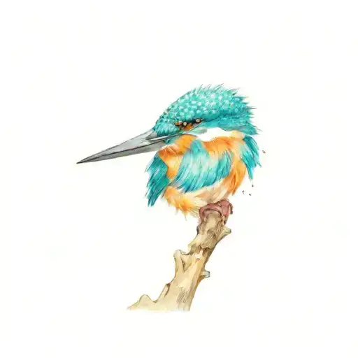 kingfisher perched tattoo design idea