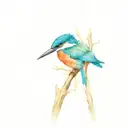 kingfisher perched tattoo design idea