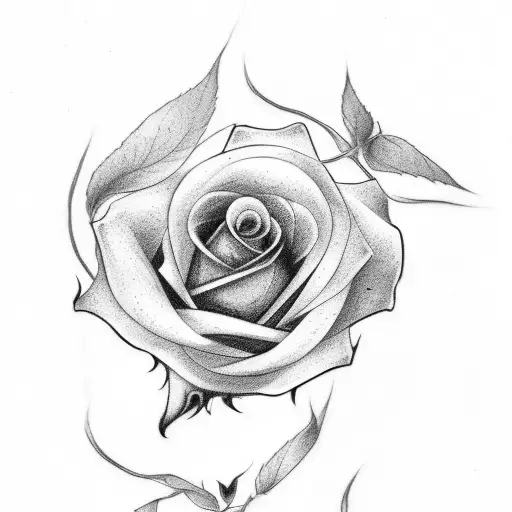 black and white rose losing petals tattoo design idea