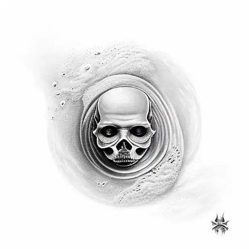 river of Styx with charon with red highlights tattoo design idea