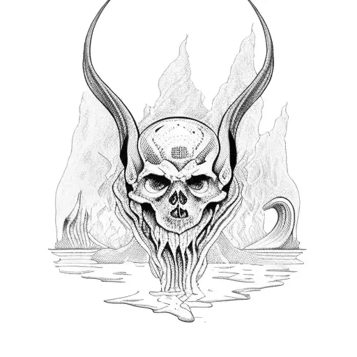 river of Styx with red highlights tattoo design idea