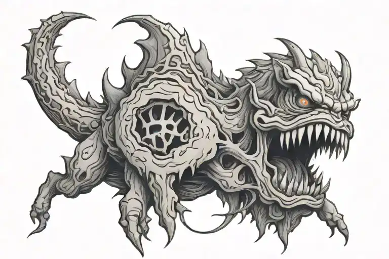 depression monster tattoo design idea
