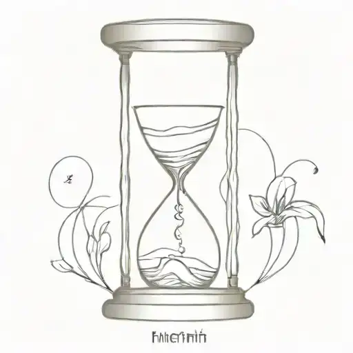 hour glass with clock mechanism intertwined representing the client's birthdate tattoo design idea
