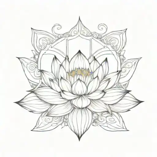 lotus, moon surrounded tattoo design idea