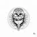 A skull adorned with Egyptian hieroglyphics tattoo design idea