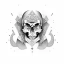 A skull adorned with Egyptian hieroglyphics tattoo design idea