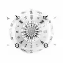 A mysterious Egyptian symbol intertwined with a roulette wheel tattoo design idea