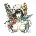 neo-expressionism, ghost in the shell tattoo design idea