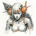 neo-expressionism, ghost in the shell tattoo design idea