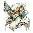 neo-expressionism, ghost in the shell tattoo design idea